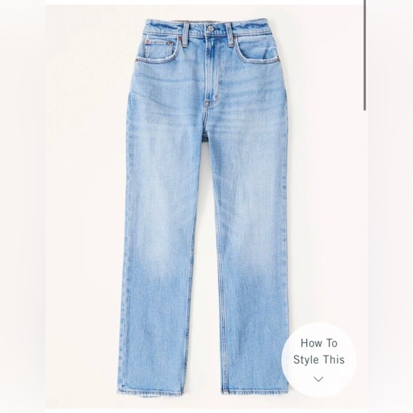 Abercrombie Ultra Straight Ankle High Rise Jean Light Wash size 32/14 L - Picture 1 of 9